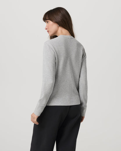 Long Sleeve Waffle Top Women's Light Heather Grey Tee - Vuori