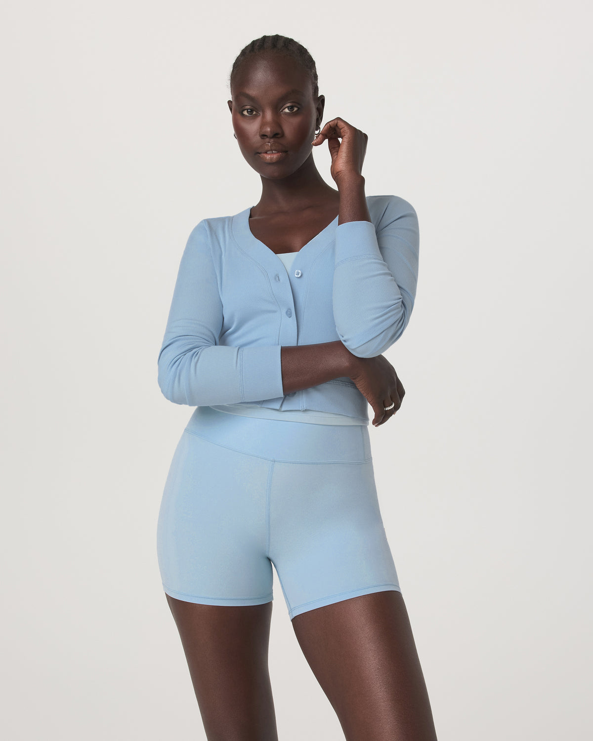 Long Sleeve Pose Mini Cardigan Women's Crystal Blue Top - Vuori