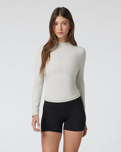 Vuori AllTheFeels Long Sleeve Mock Ecru - Vuori