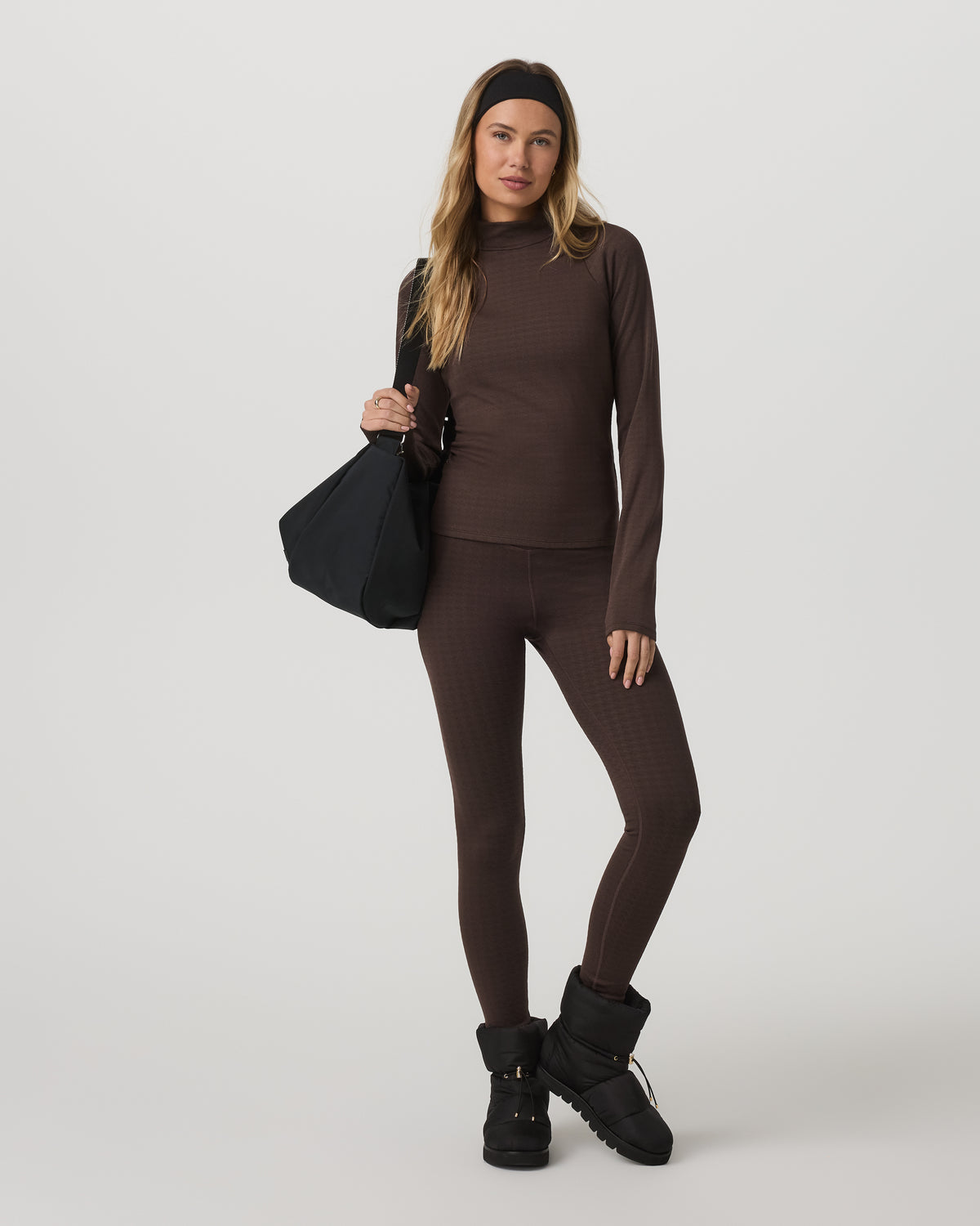 Long Sleeve Chilled Out Houndstooth Mock Java Houndstooth - Vuori