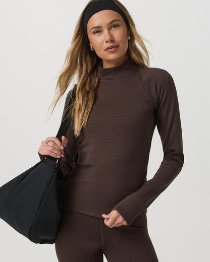 Long Sleeve Chilled Out Houndstooth Mock Java Houndstooth - Vuori