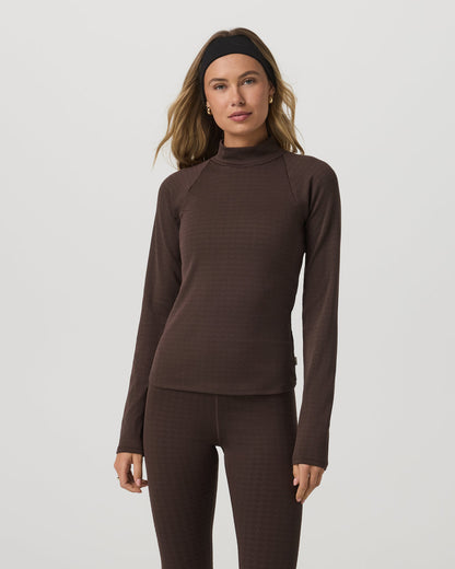 Long Sleeve Chilled Out Houndstooth Mock Java Houndstooth - Vuori