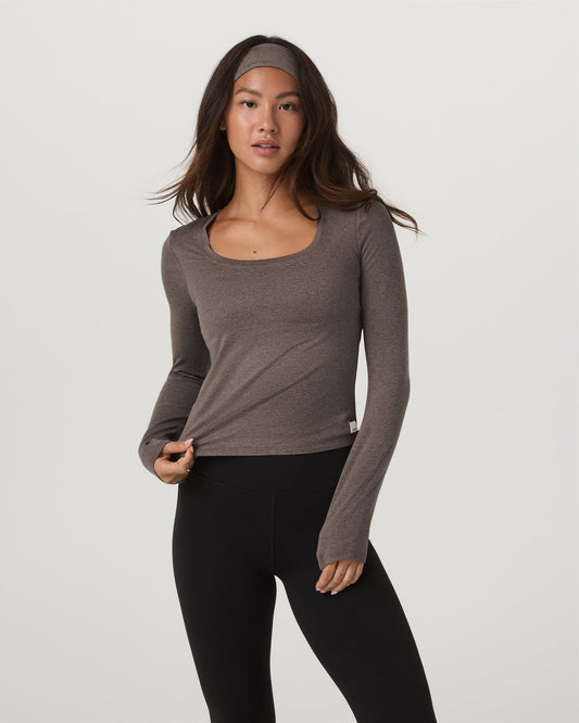 Women's Long Sleeve Halo Essential Scoop Chia Heather - Vuori