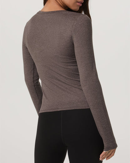 Women's Long Sleeve Halo Essential Scoop Chia Heather - Vuori
