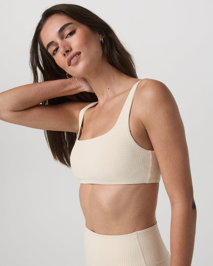 Micro Houndstooth Bra Women's Sports Bra in Natural - Vuori