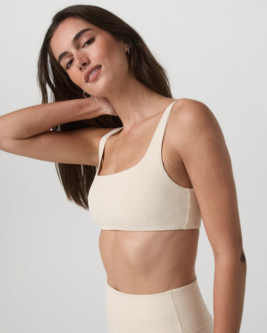 Micro Houndstooth Bra Women's Sports Bra in Natural - Vuori