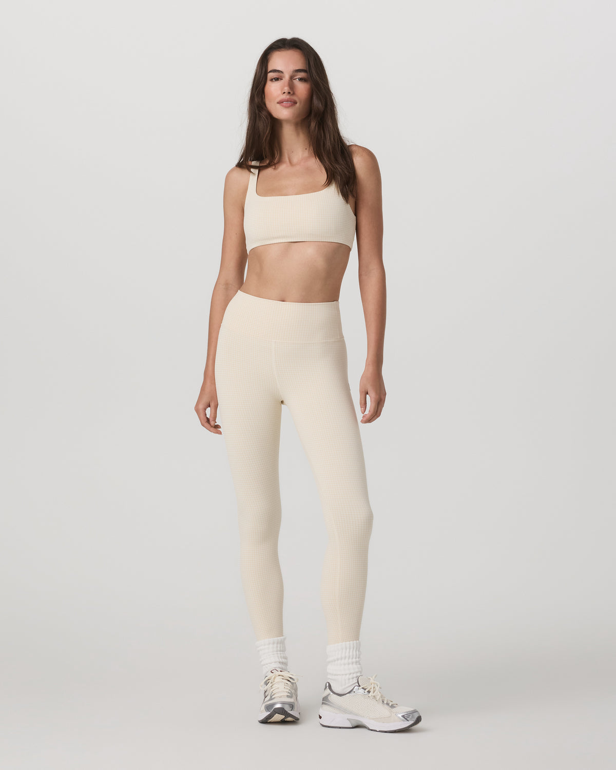Micro Houndstooth Bra Women's Sports Bra in Natural - Vuori