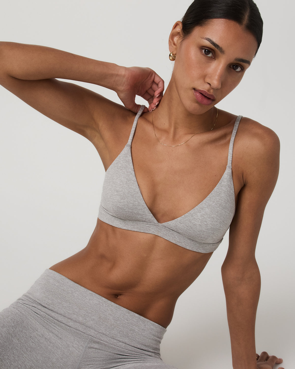 Halo Triangle Bra Pale Grey Heather Low-Support Bra - Vuori