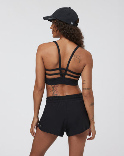 Yosemite Longline Bra Black Strappy Sports Bra - Vuori