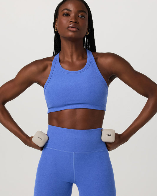 Elevation Racer Bra Women's Bright Iris Heather Sports Bra - Vuori