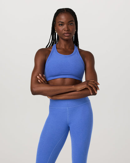 Elevation Racer Bra Women's Bright Iris Heather Sports Bra - Vuori