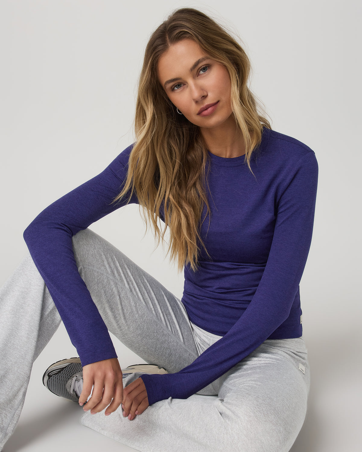 Long Sleeve Halo Essential Crew Tee Stellar Sky Heather - Vuori