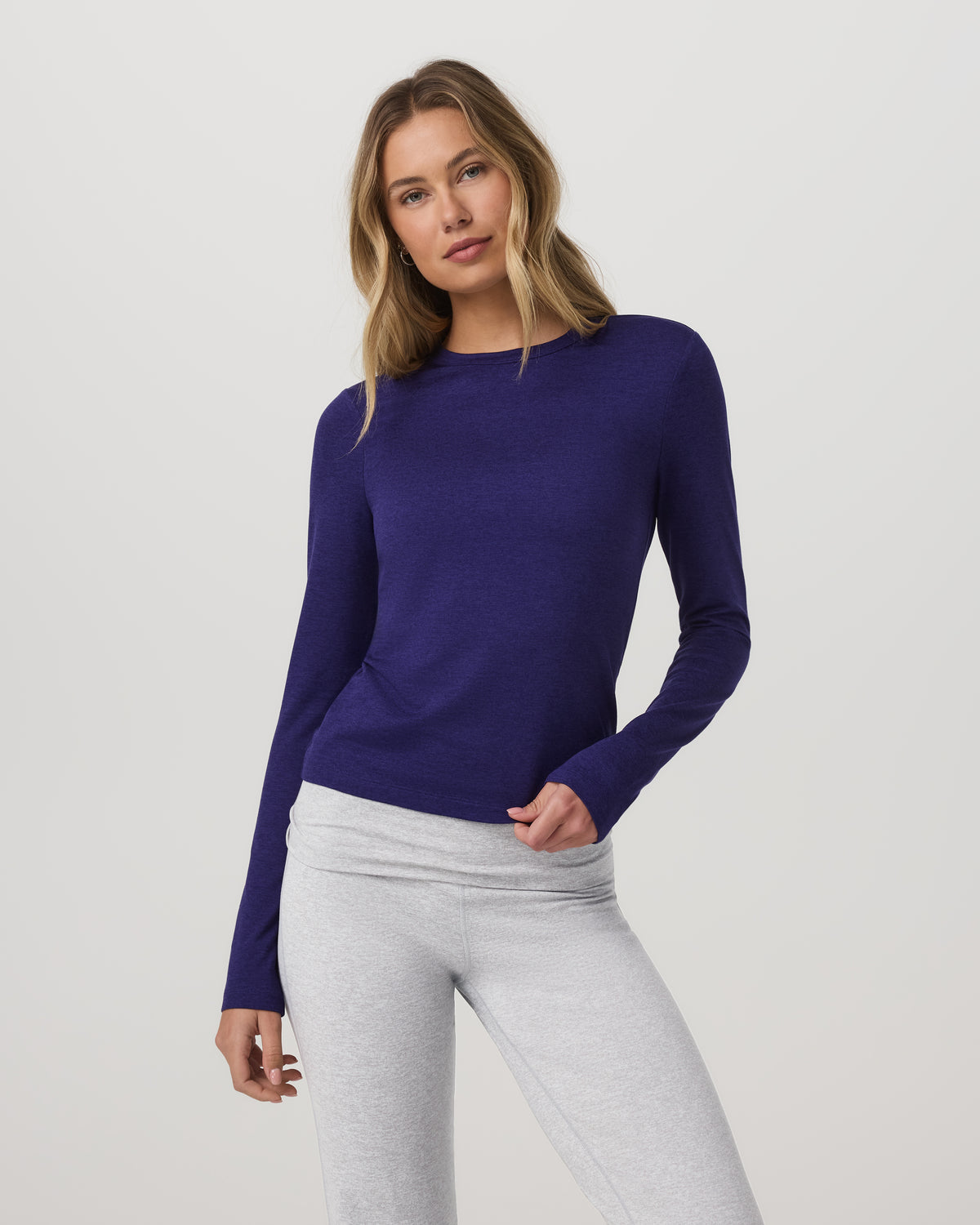 Long Sleeve Halo Essential Crew Tee Stellar Sky Heather - Vuori