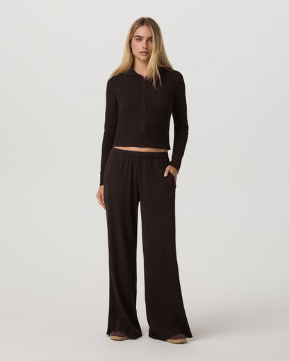 Waffle Wideleg Pant Women's Dark Java Waffle Knit Pants - Vuori
