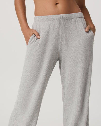Waffle Wideleg Pant Women's Light Grey Waffle Knit Pants - Vuori