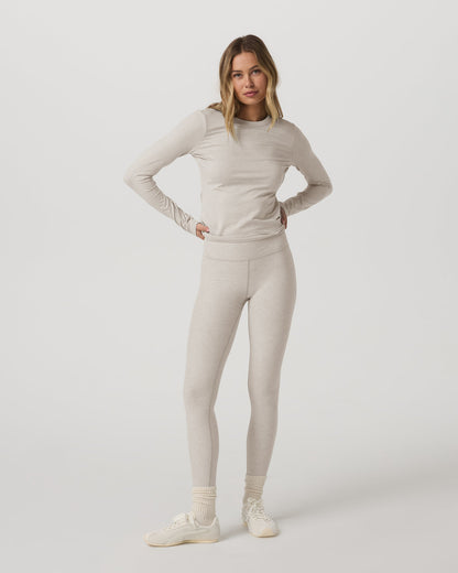 Long Sleeve Halo Essential Crew Tee Ecru Heather Shirt - Vuori