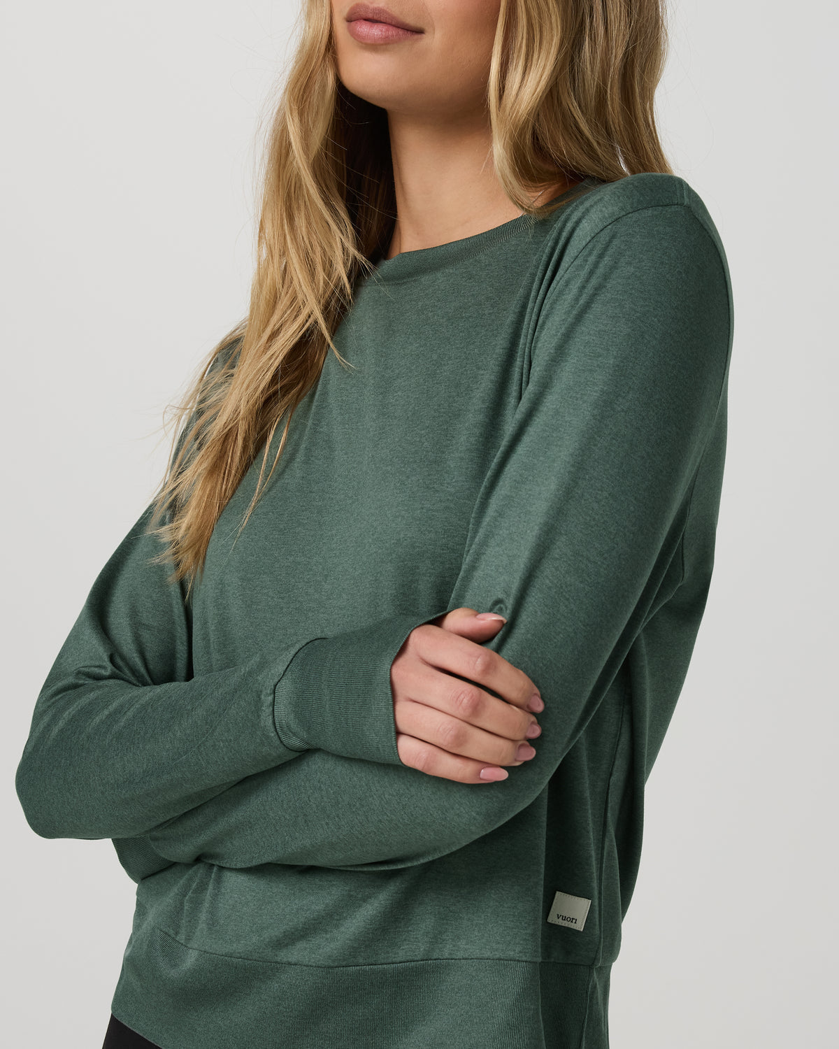 Daydream Crew Women's Agate Green Heather Long Sleeve - Vuori