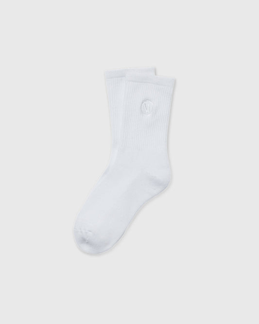 Half Crew Sock 2.0 White Performance Socks - Vuori