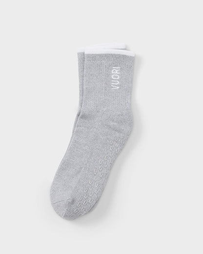 Half Crew Gripper Sock Light Heather Grey Grip - Vuori