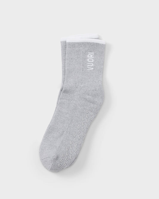 Half Crew Gripper Sock Light Heather Grey Grip - Vuori