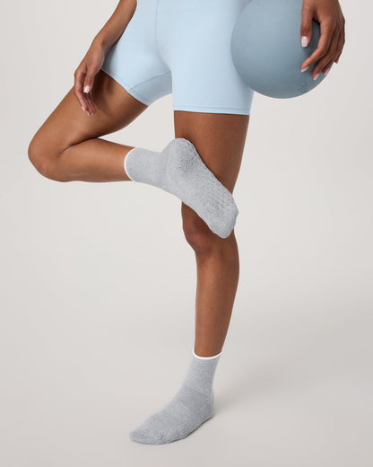 Half Crew Gripper Sock Light Heather Grey Grip - Vuori