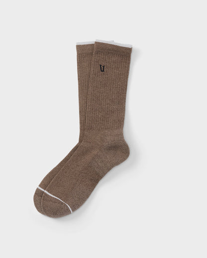 V1 Crew Sock Smokey Taupe Heather Performance Socks - Vuori