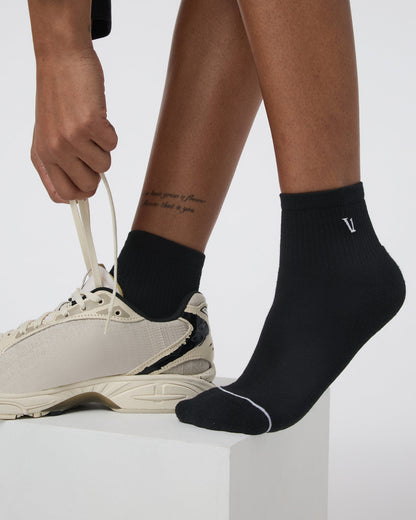 Quarter Crew V1 Sock 2.0 Black Quarter Crew Socks - Vuori