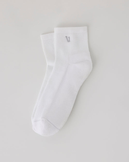 Quarter Crew V1 Sock 2.0 White - Vuori