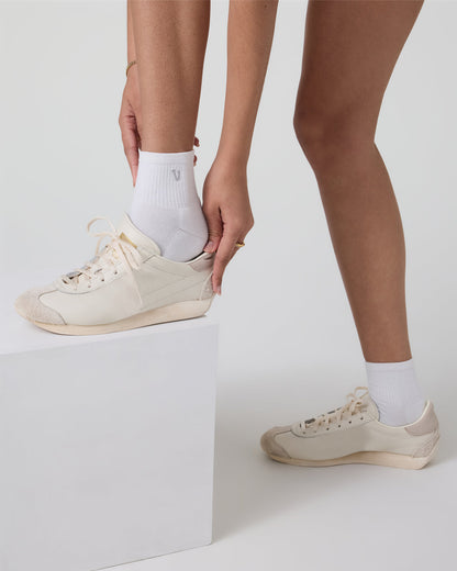 Quarter Crew V1 Sock 2.0 White - Vuori