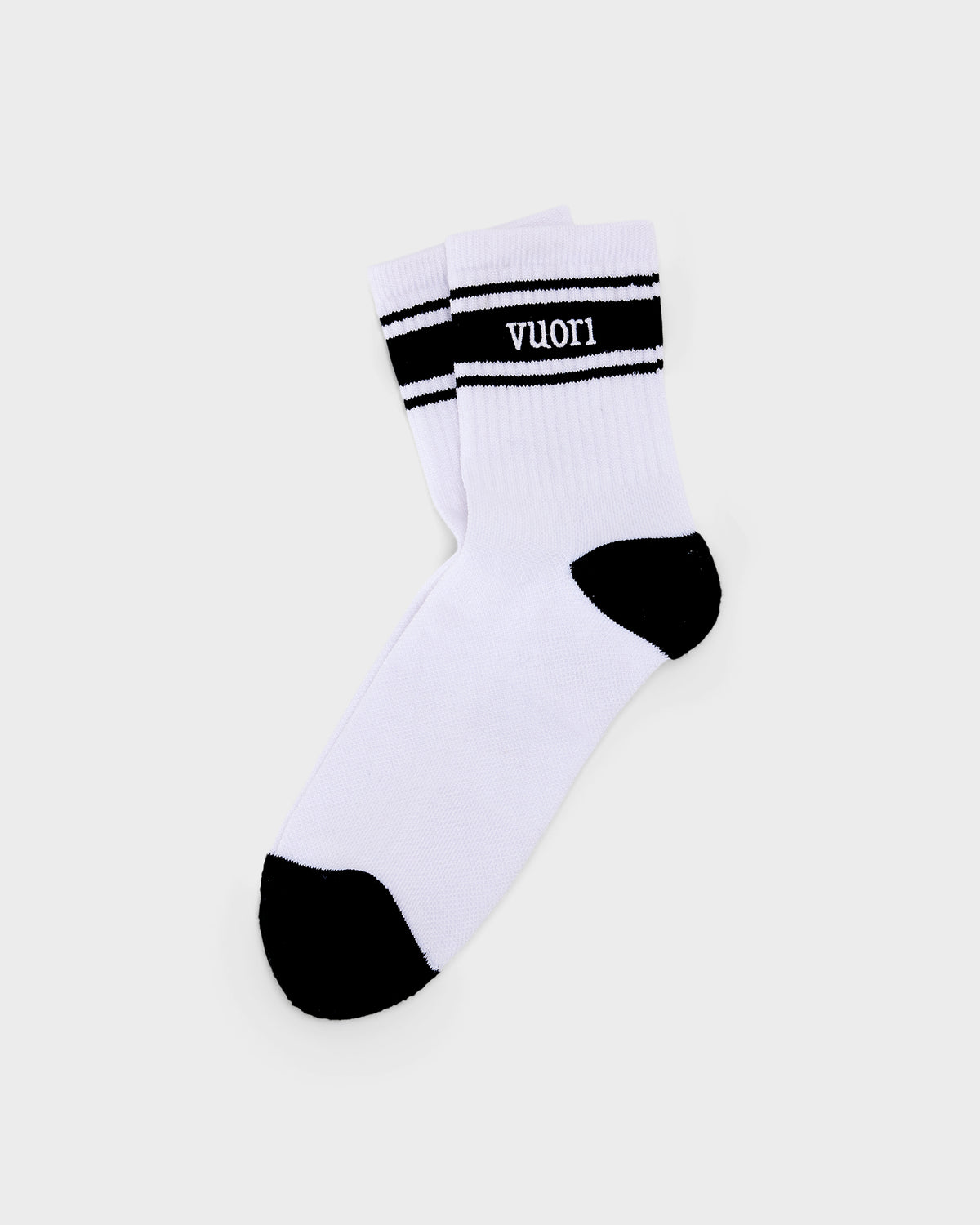 Half Crew Stripe Novelty Sock Black & White Stripe Socks - Vuori