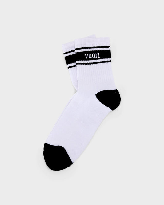 Half Crew Stripe Novelty Sock Black & White Stripe Socks - Vuori