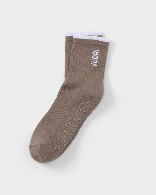Half Crew Gripper Sock Smokey Taupe Grip Socks - Vuori