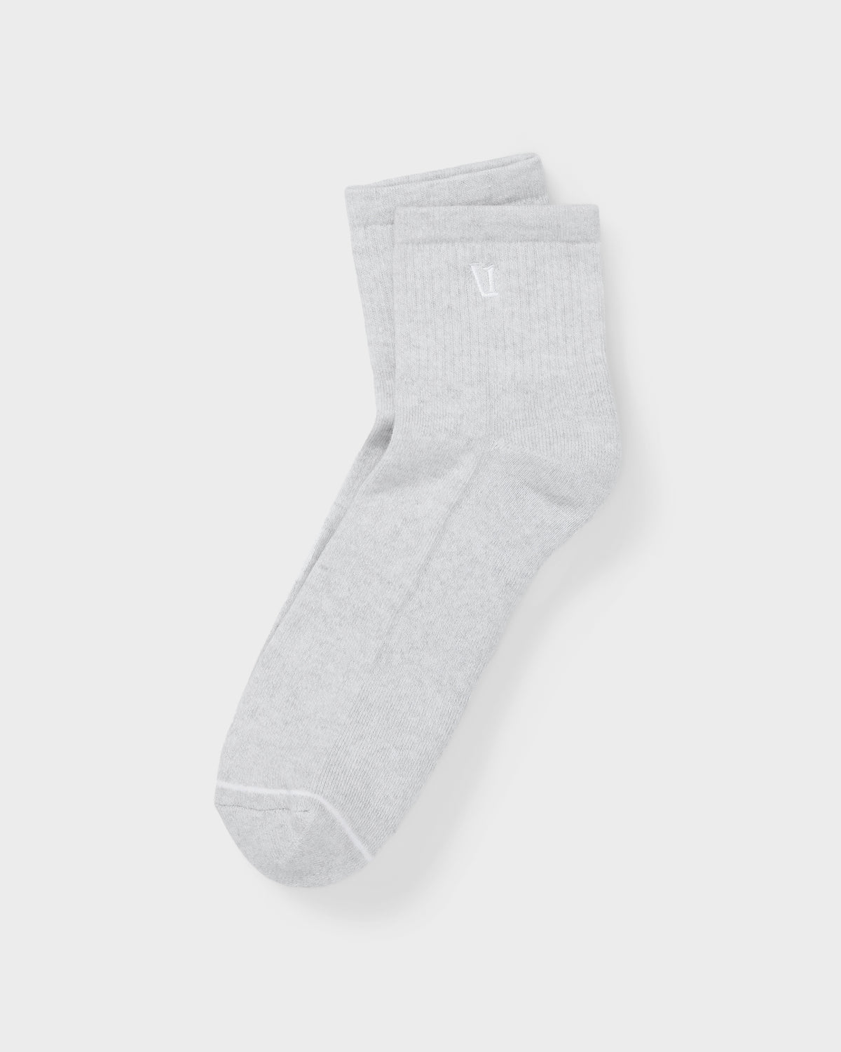 Quarter Crew V1 Sock 2.0 White Heather Grey Crew Socks - Vuori