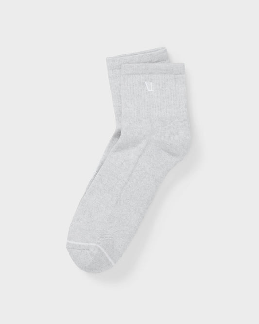Quarter Crew V1 Sock 2.0 White Heather Grey Crew Socks - Vuori