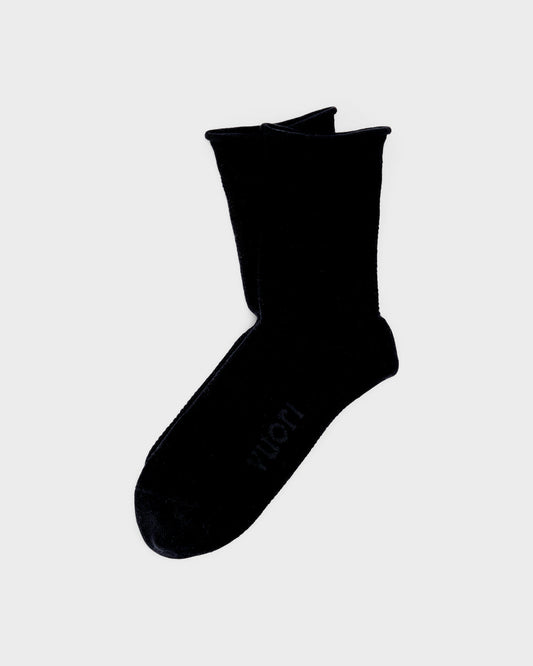 Quarter Crew Pointelle Sock Stylish Black Socks - Vuori