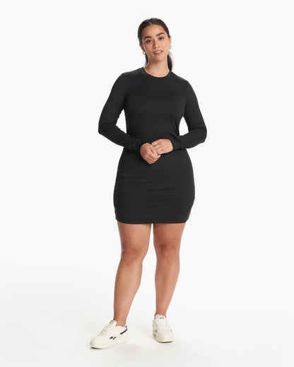 Long Sleeve Halo Essential Dress Black Heather - Vuori