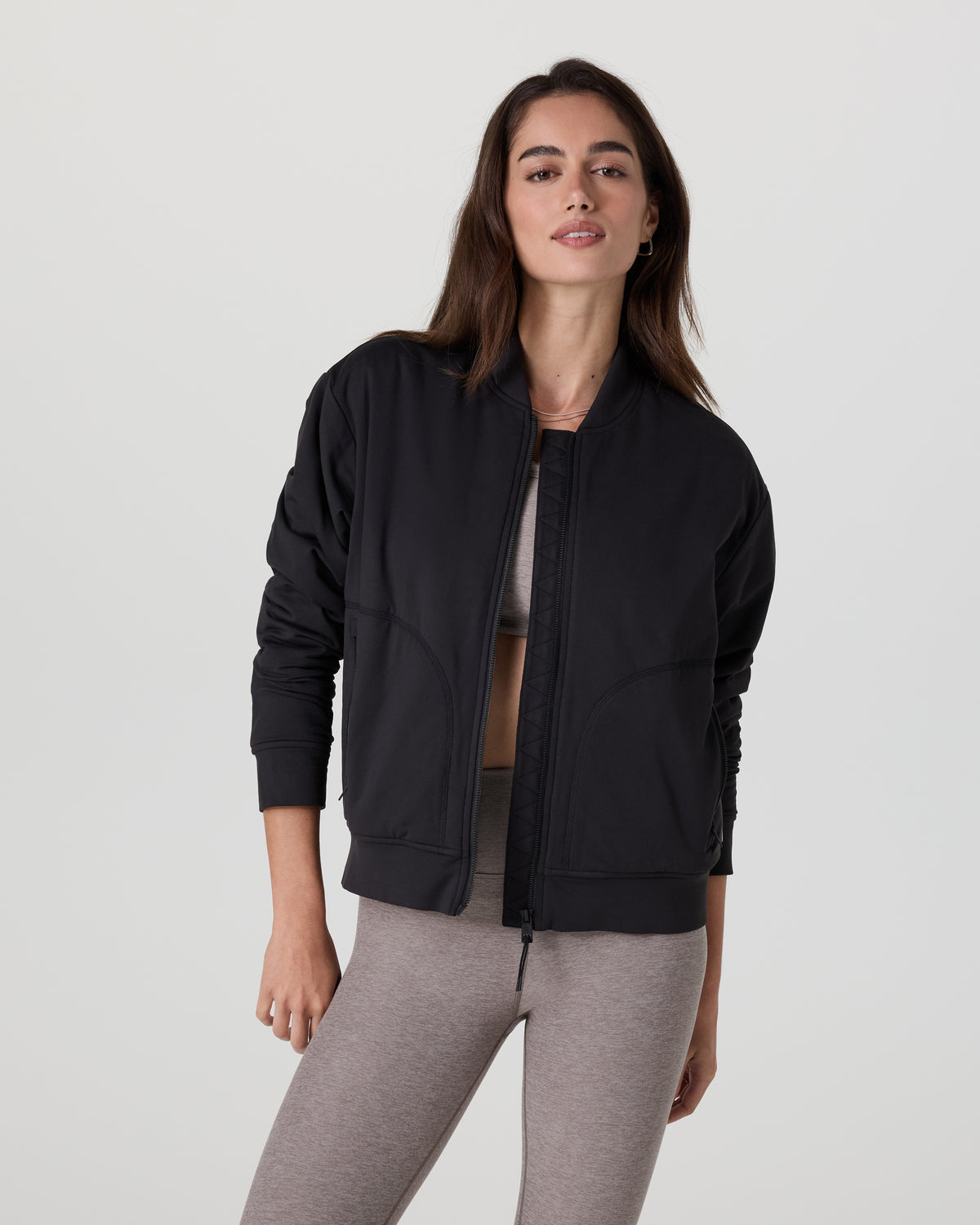 Halo Basin Bomber Women's Solid Black Jacket - Vuori