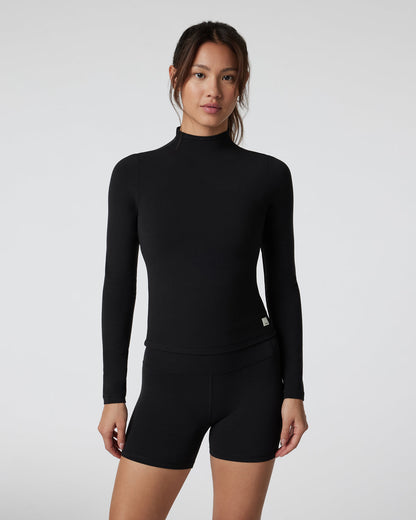 Vuori AllTheFeels Long Sleeve Mock Black - Vuori