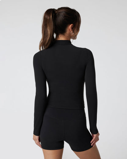 Vuori AllTheFeels Long Sleeve Mock Black - Vuori
