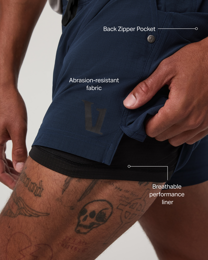 HardKore Short Lined 5" Men's Ink Performance Shorts - Vuori