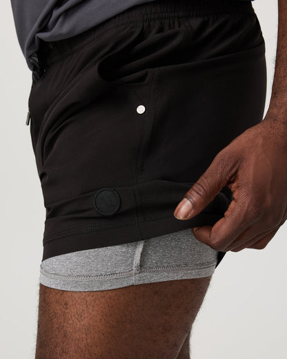 Kore Short Lined 5" Black Tonal Athletic Shorts - Vuori