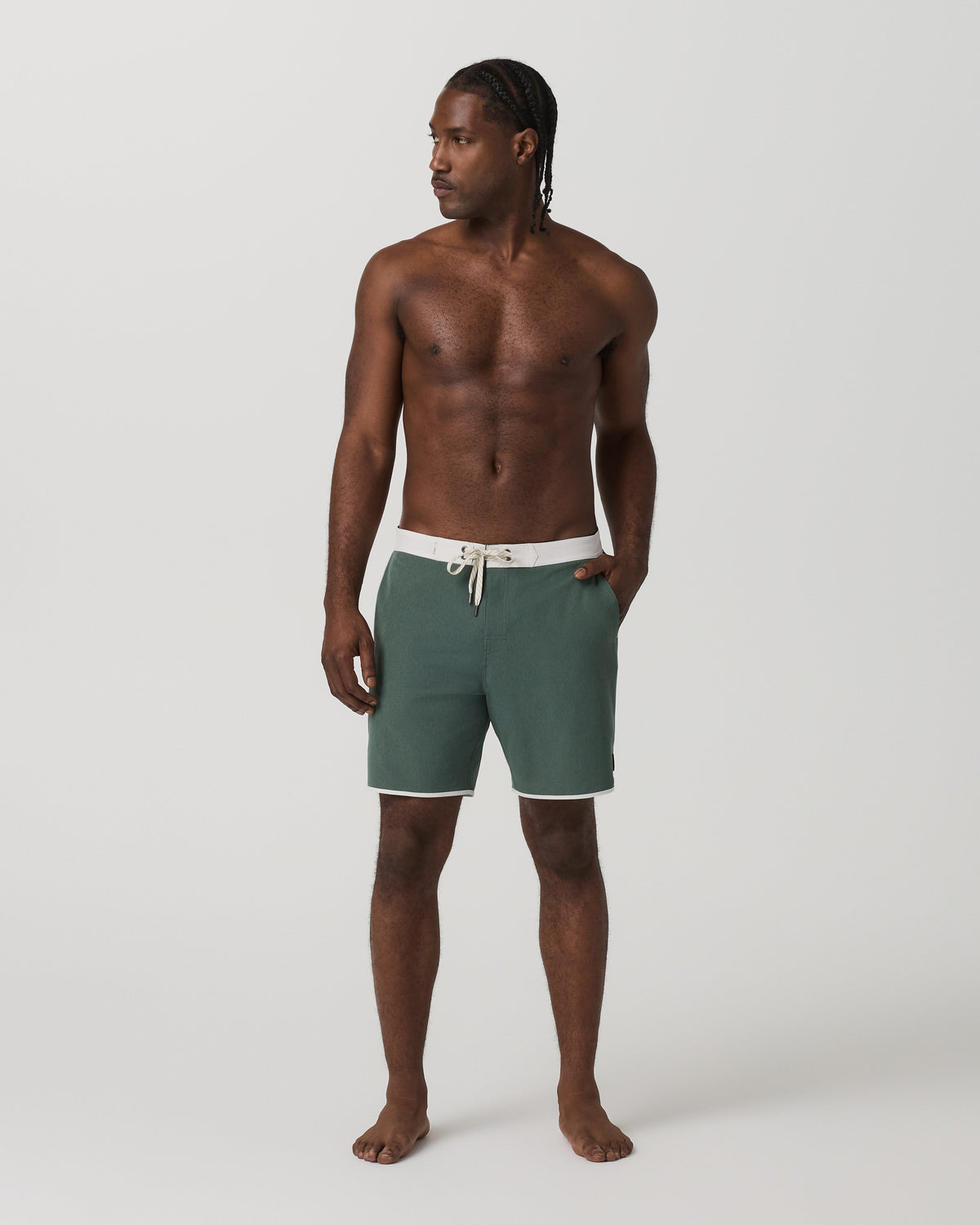 Men's Cruise Boardshort 7" Agate Green Linen Texture - Vuori