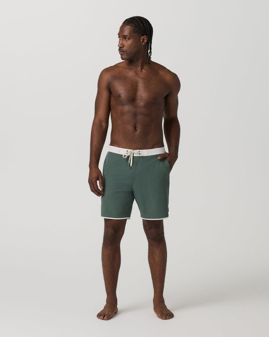 Men's Cruise Boardshort 7" Agate Green Linen Texture - Vuori