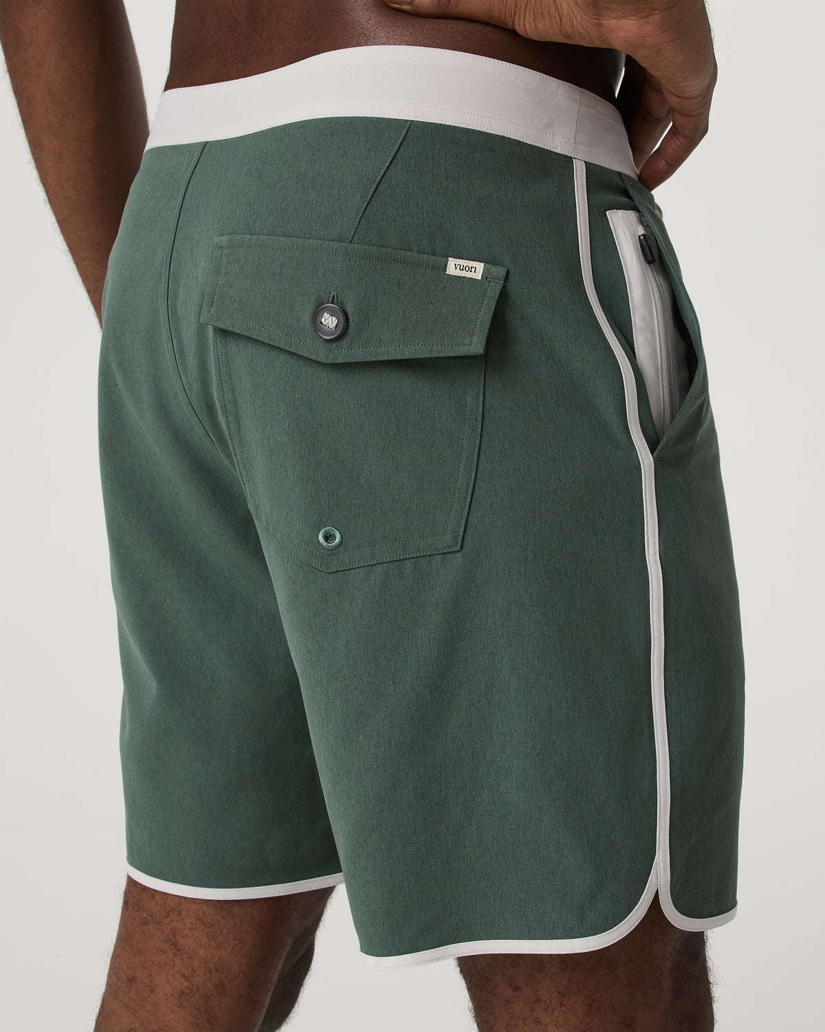 Men's Cruise Boardshort 7" Agate Green Linen Texture - Vuori