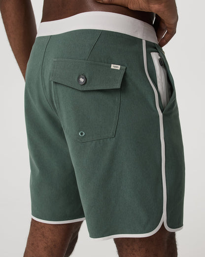 Men's Cruise Boardshort 7" Agate Green Linen Texture - Vuori