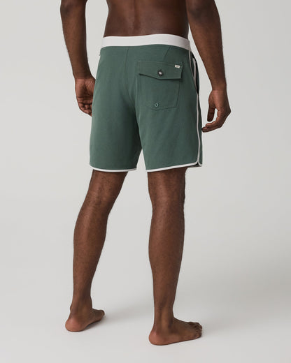 Men's Cruise Boardshort 7" Agate Green Linen Texture - Vuori