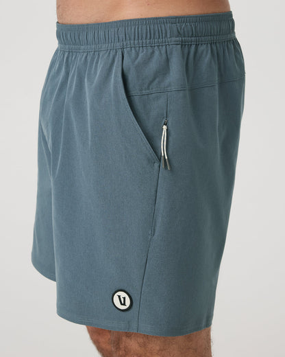 Maverick Volley Short Lined Men's Blue Sea Hybrid Shorts - Vuori