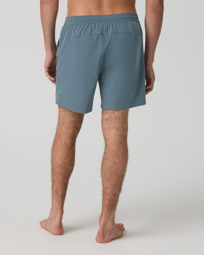 Maverick Volley Short Lined Men's Blue Sea Hybrid Shorts - Vuori