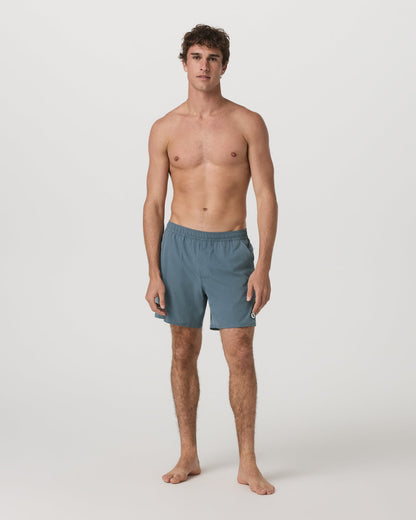 Maverick Volley Short Lined Men's Blue Sea Hybrid Shorts - Vuori