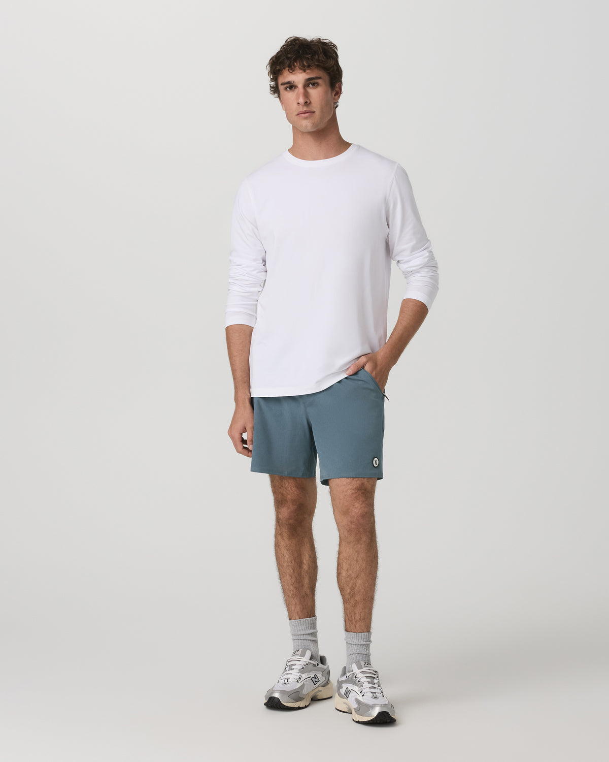 Maverick Volley Short Lined Men's Blue Sea Hybrid Shorts - Vuori